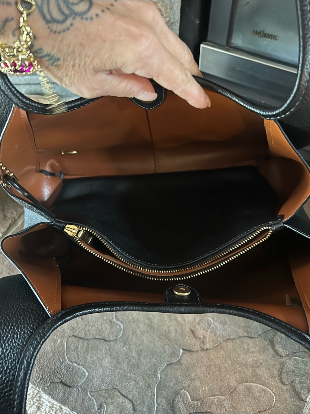 Coach Black Pebbled Leather Shoulder Tote Lana - Picture 5 of 6